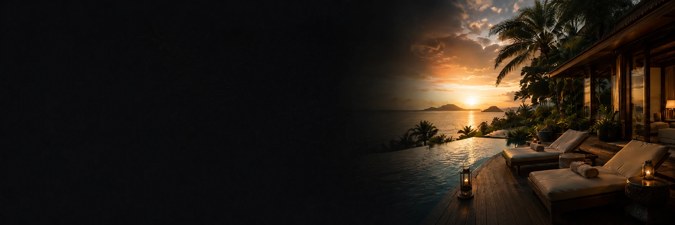 Sunset from a private island villa at Island Escape by Burasari