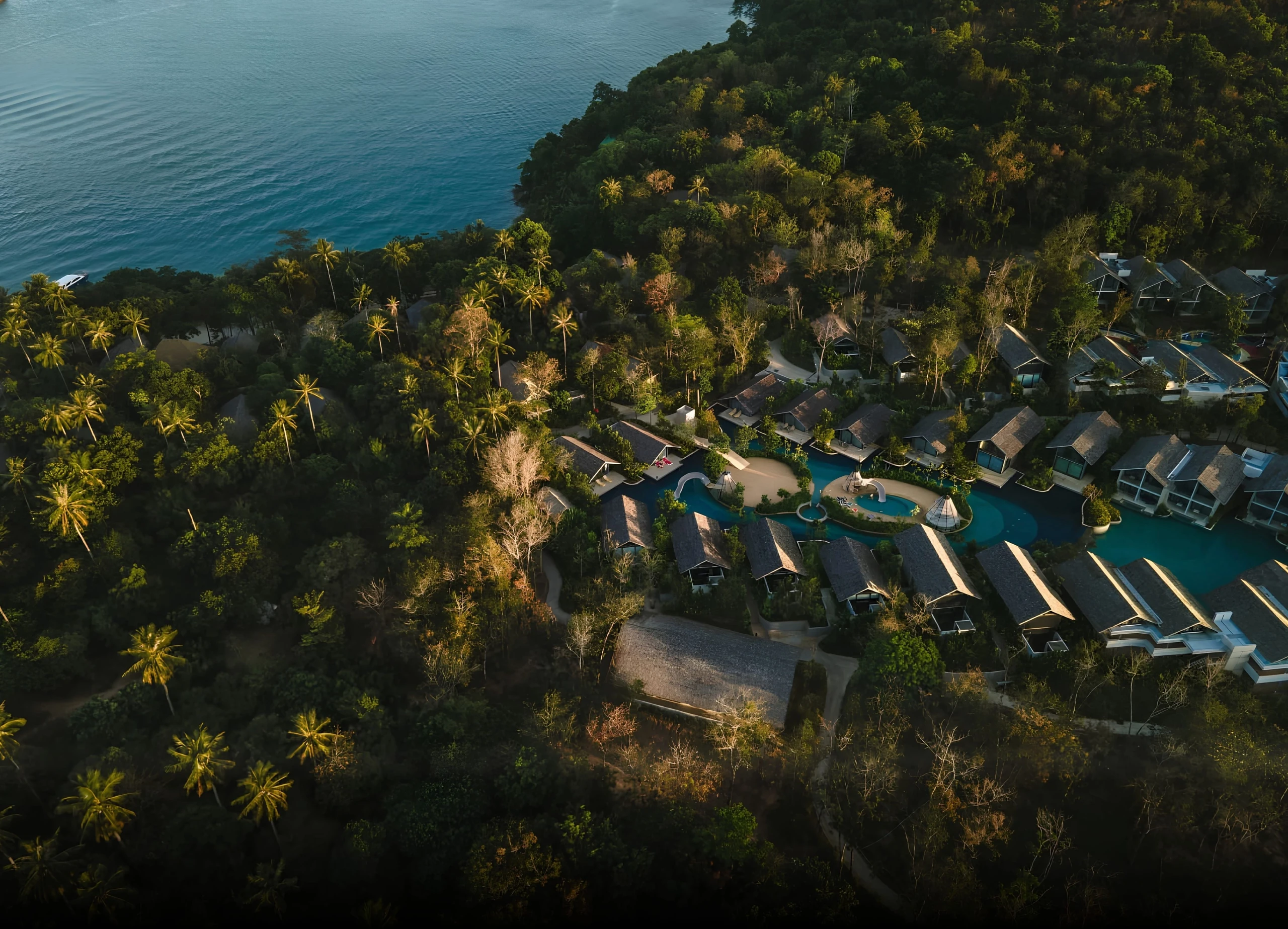 Aerial view of Island Escape by Burasari on Coconut Island