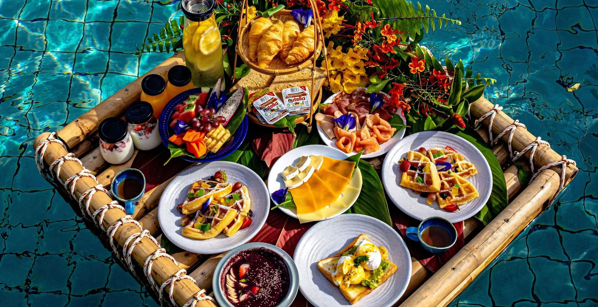 Breakfast served at an island villa