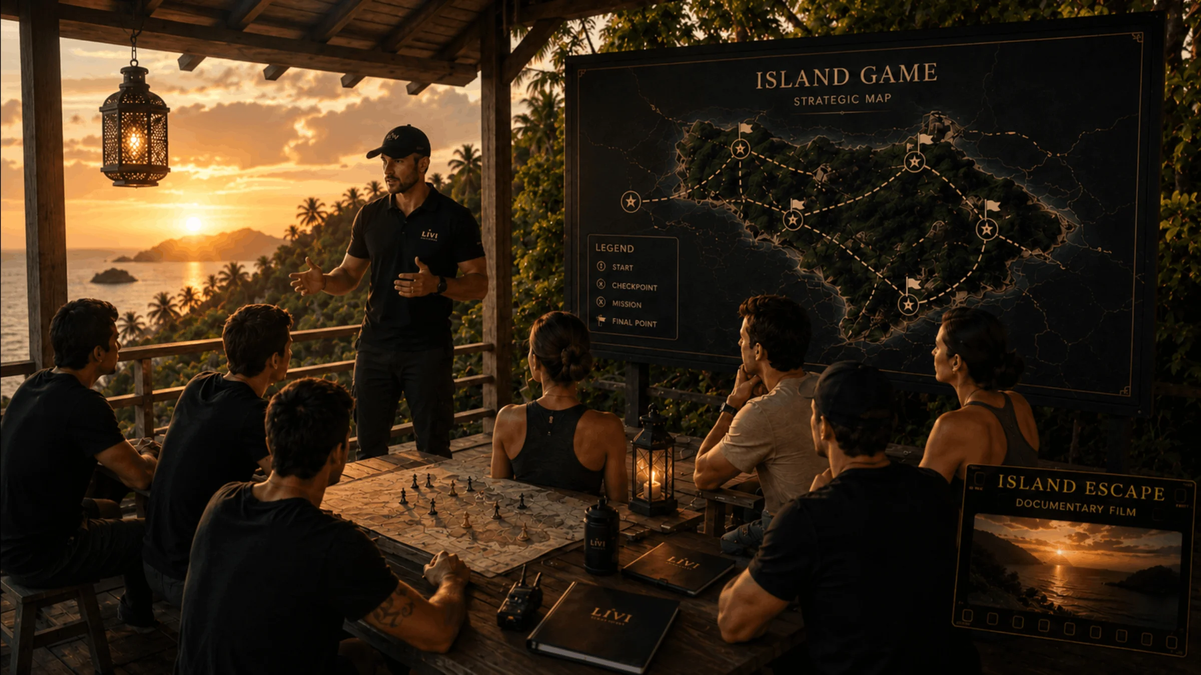Island Experience partner strategic game at sunset