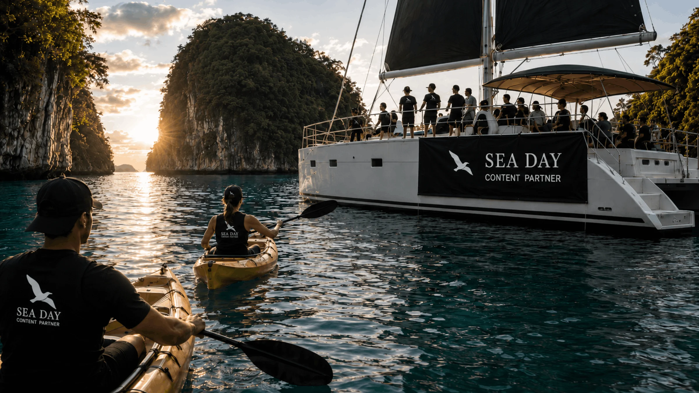 Sea Day partner experience with kayaking and catamaran